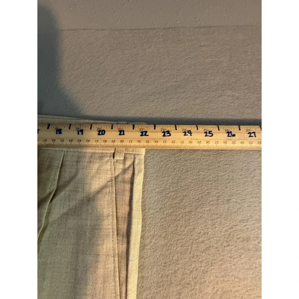 Paul Fredrick Dress Pants Mens 44x31 Beige Linen Blend Classic Pleated Big Tall